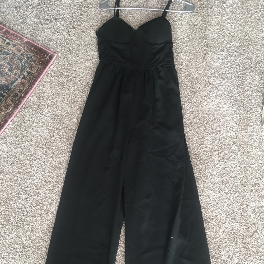 Black wide leg romper